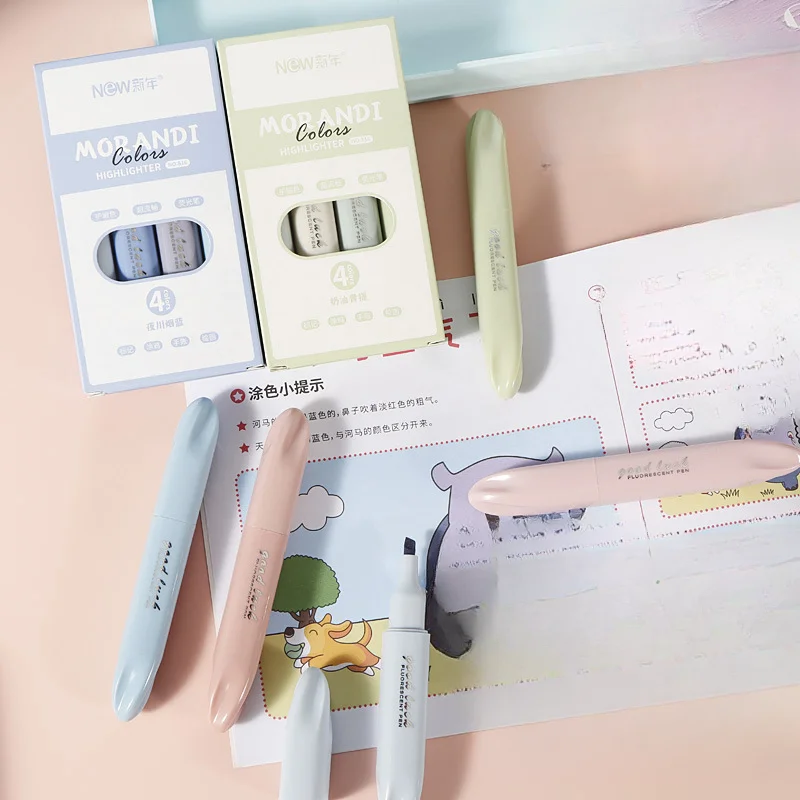 4Pcs Morandi Gradient Dual Tip - Pastel Highlighter Set Double Ended 评论和价格