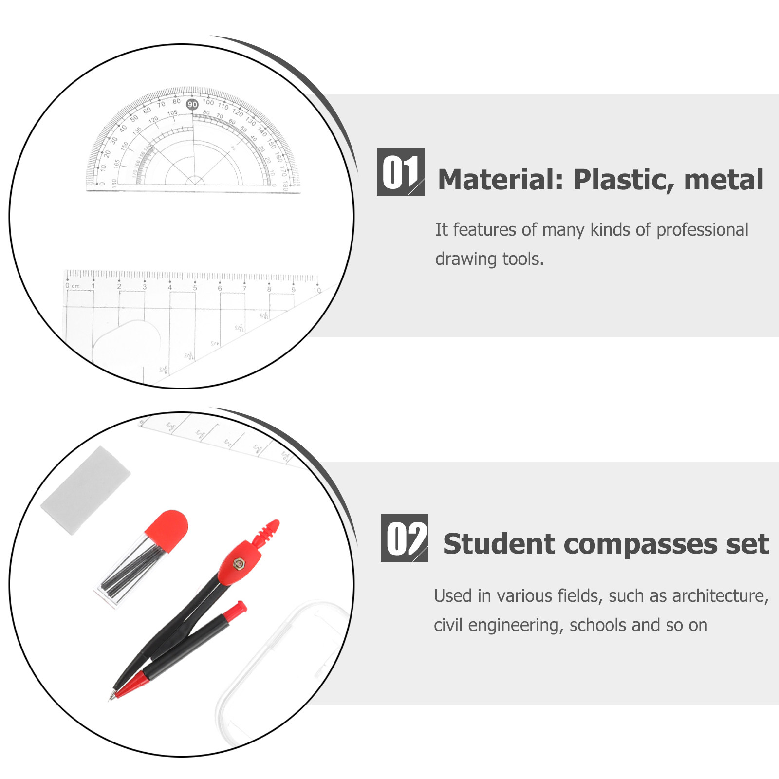 1Set Professional Metal Compas - Math Geometry Set With Compass 评论和价格