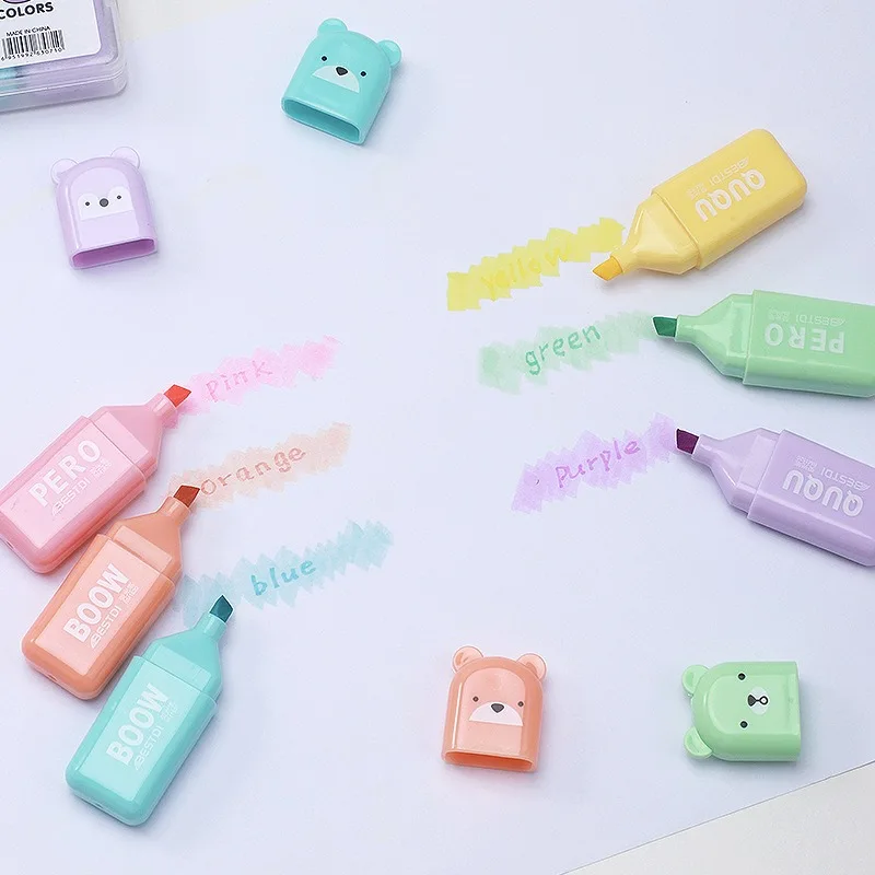 Kawaii Bear Highlighter Pens S - Pastel Highlighter Set Double Ended 评论和价格